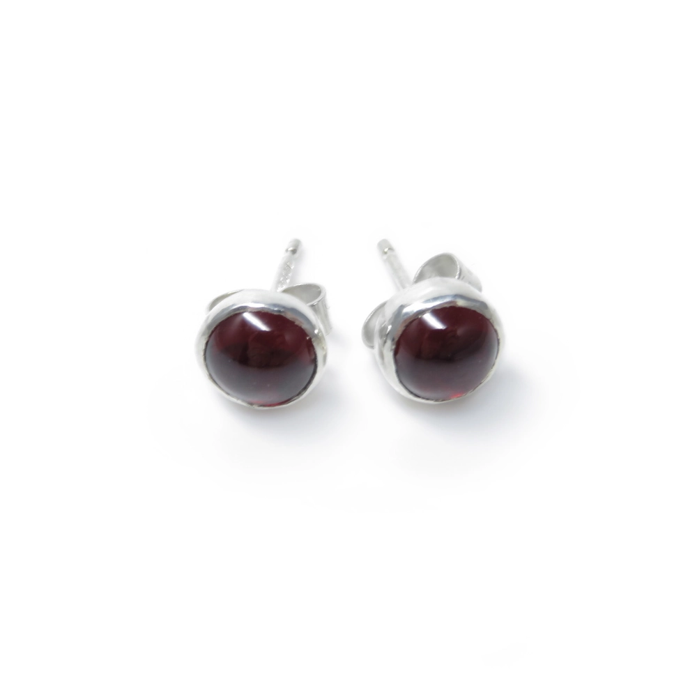 sterling silver and 5mm Garnet earrings